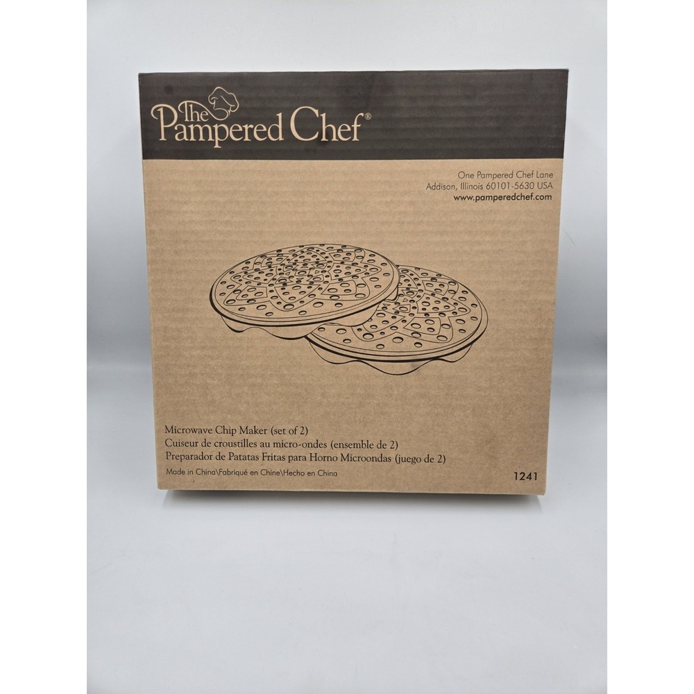 Vintage Pampered Chef Microwave Chip Maker Set of Two #1241 Potato Chips NEW